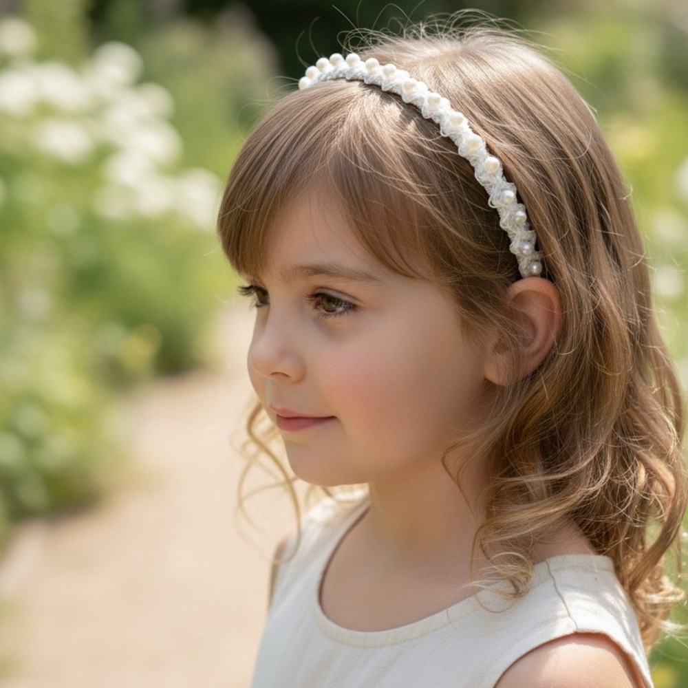 Stylish White Pearl Headband, Handmade and NWOT.